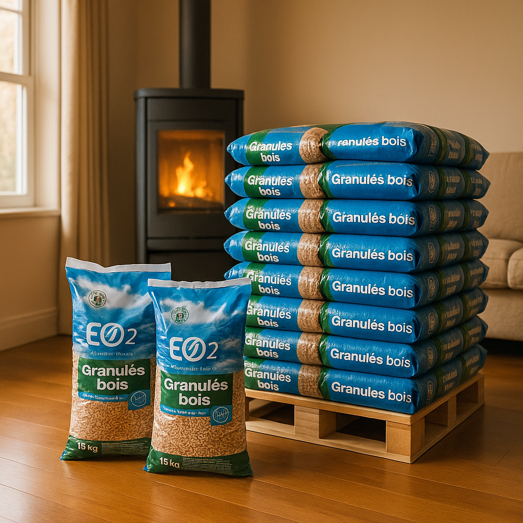 Granulés de bois EO2 sacs 15 kg
