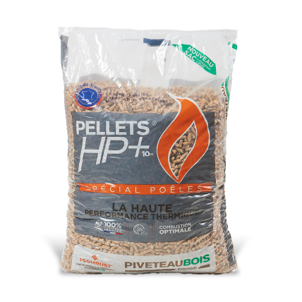 Granulés de bois HP + - Piveteau sacs 10 kg - Idéal pour la manipulation !