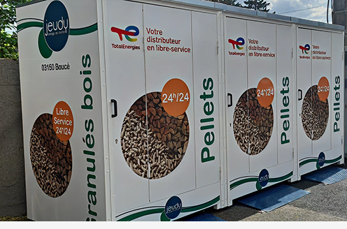 A Moulins-Yzeure, le distributeur de granulés en bois 24h/24, 7j/7